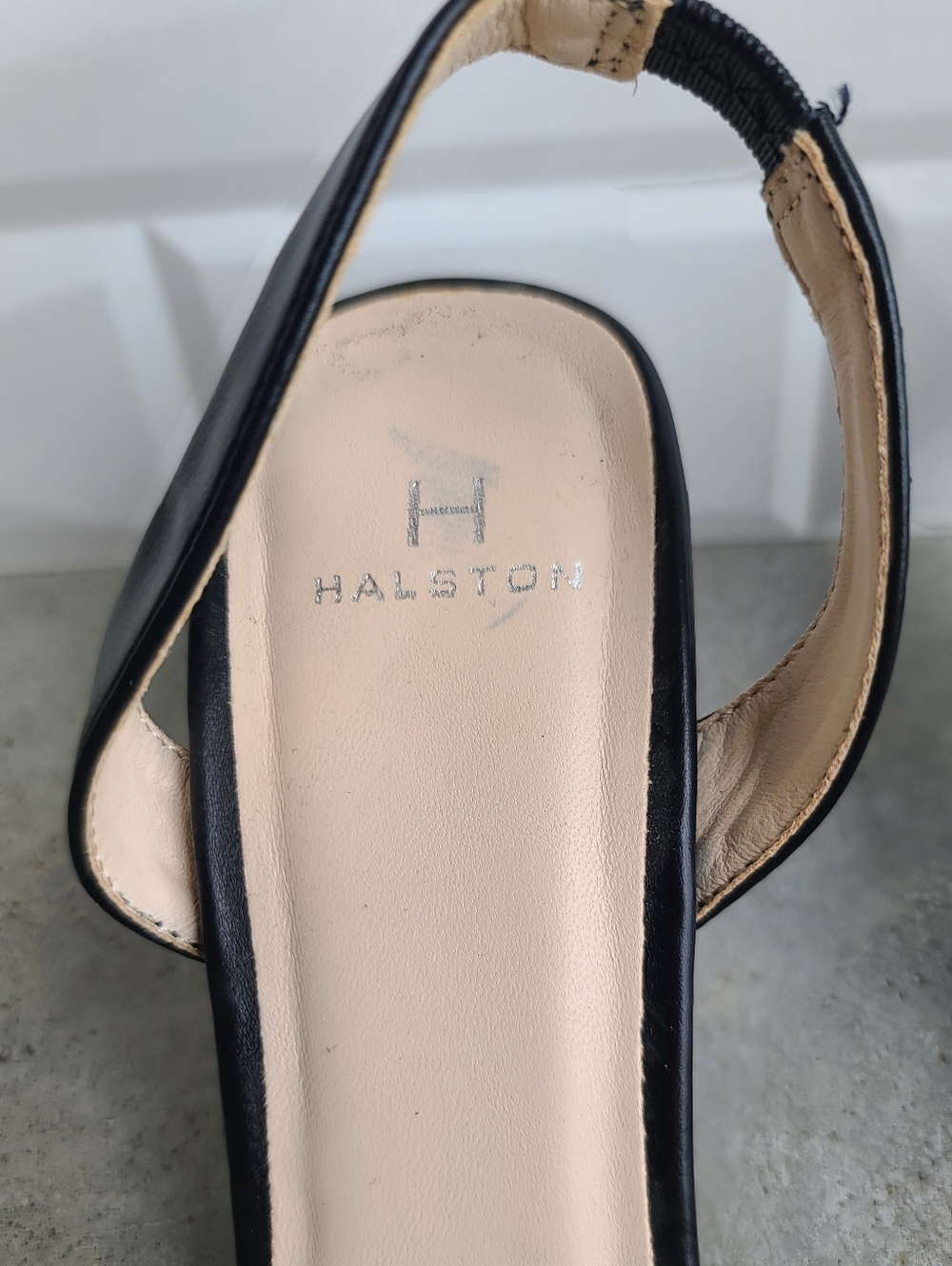 H Halston Hong Kong Black Vegan Leather Sling Back Strappy Heel Sandals 8.5 - Picture 9 of 9